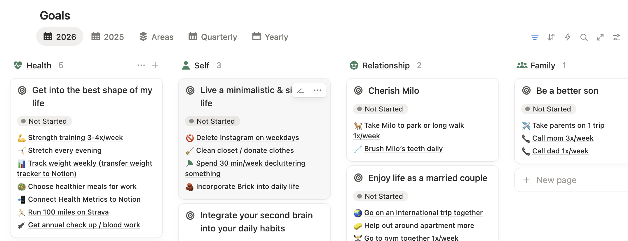 <em>This is an example of how I’ve outlined my goals, and use Notion to track them.</em>